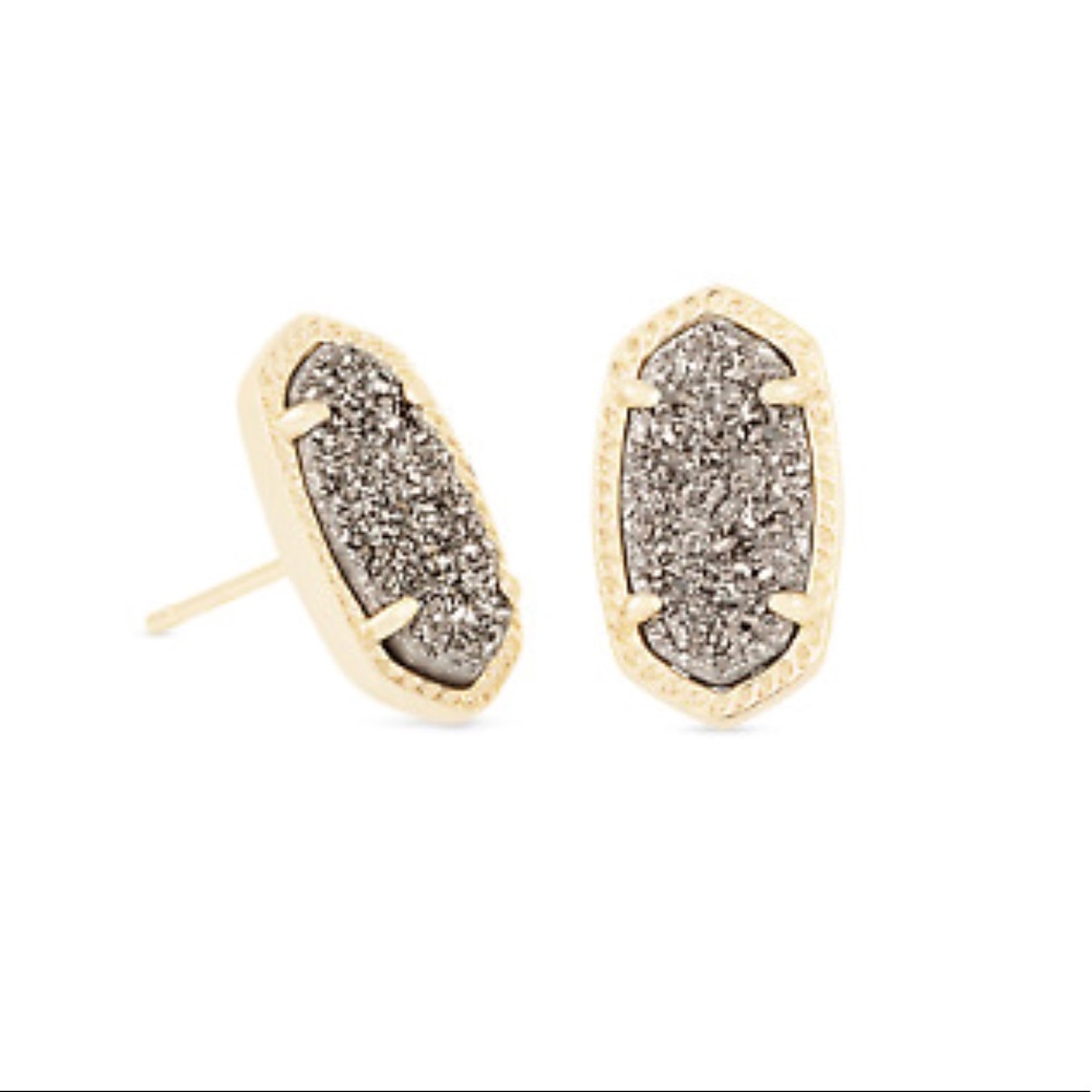 Kendra Scott Ellie Gold Earrings In Platinum Drusy